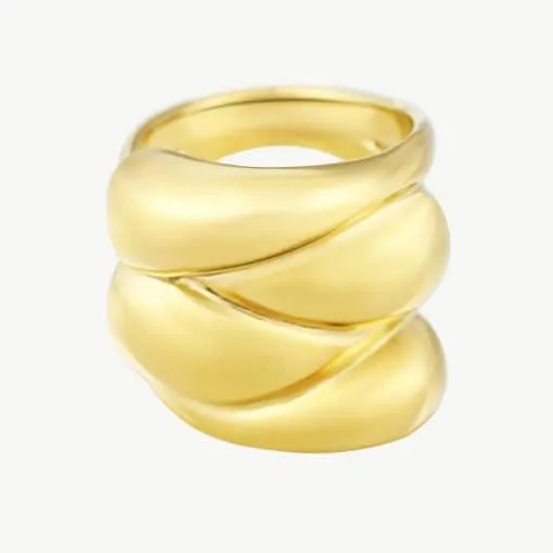 Entdecke deinen neuen Lieblingsring: Ein klobiger Goldring mit auffälligem, welligem Design - ein echtes Statement-Piece!.