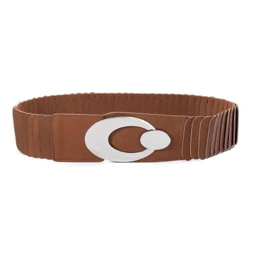 Mit dem Dale Stretch Gürtel setzt du auf cooles Design: breites, braunes Band und große silberne Schnalle - stylisch und bequem!.