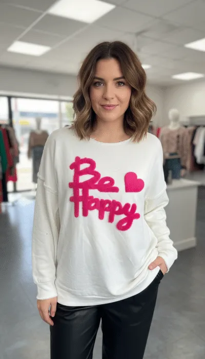 Strahle in deinem Bee Happy Sweatshirt mit pinkem 