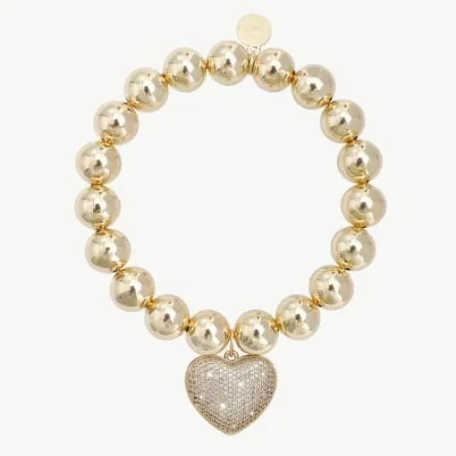Entdecke dein neues Must-have: Ein goldfarbenes Armband mit funkelndem Herzanhänger - edel, modern & ein echter Blickfang!.