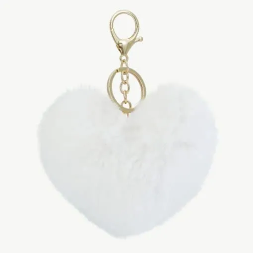 Verleihe deinem Stil ein Upgrade: Der weiße Plüsch-Liebes-Schlüsselanhänger mit Goldkette ist dein neues Must-have!.