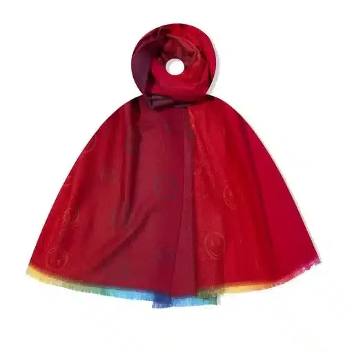 Bring Farbe in deinen Look - der ColorFlow Viskose-Schal mit Smileys, Regenbogenfransen und Rundöffnung macht dich zum Hingucker!.