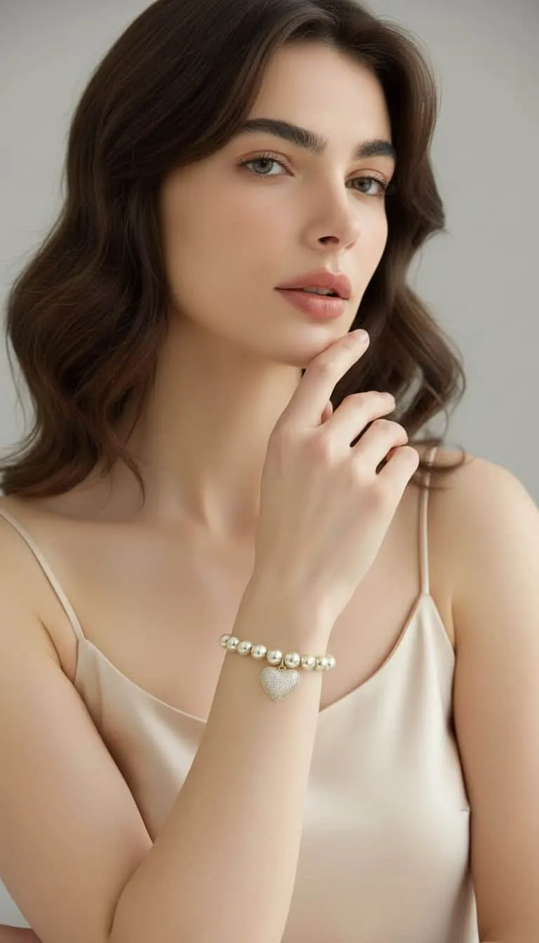 Spüre den Zauber: Mit dem Shine of Love Armband am Handgelenk und zarter Satin-Camisole unterstreichst du deine Eleganz.