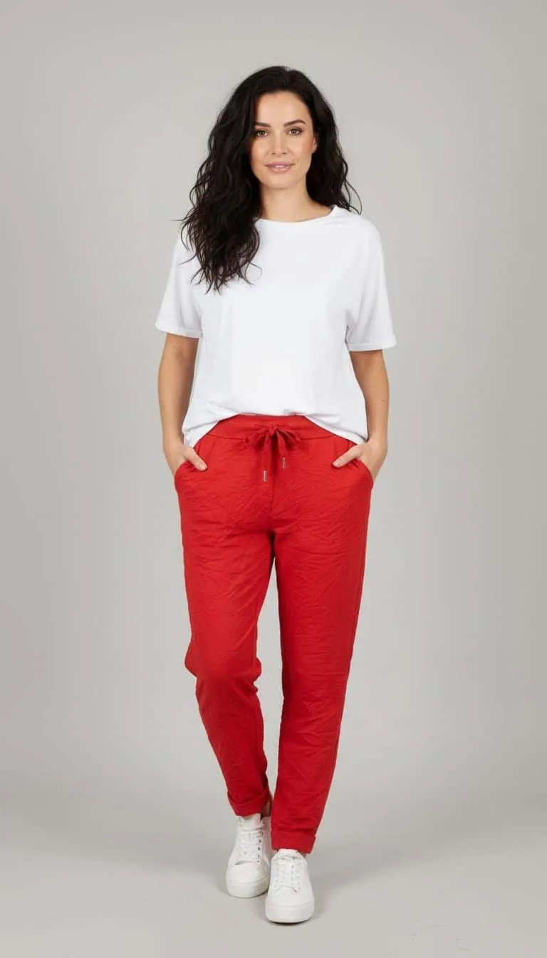 Entdecke deinen neuen Look: Du trägst ein weißes Shirt, Sneaker und die Uni 