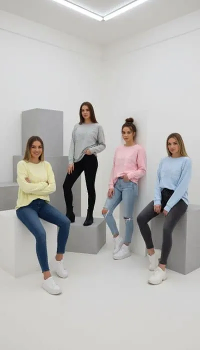 Erlebe deinen Style mit pastelligen Jeans und soften Sweatshirts wie dem 