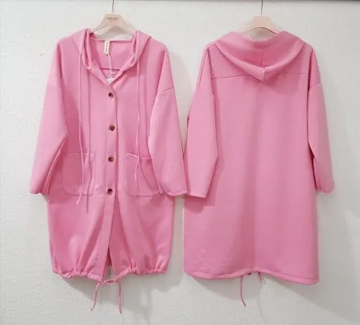 Entdecke deine neue Butterfeel Premium Jacke: Zwei rosa Kapuzenmäntel mit Taschen, ultraweich - stylisch von vorne und hinten!.