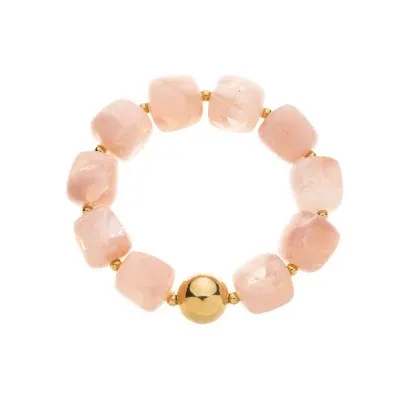 Home Erlebe das moderne Armband mit angesagten pinken Würfelperlen und einem goldenen Hingucker - für deinen stylishen Look!.