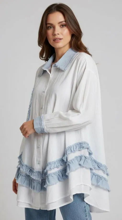 “denim romance” bluse