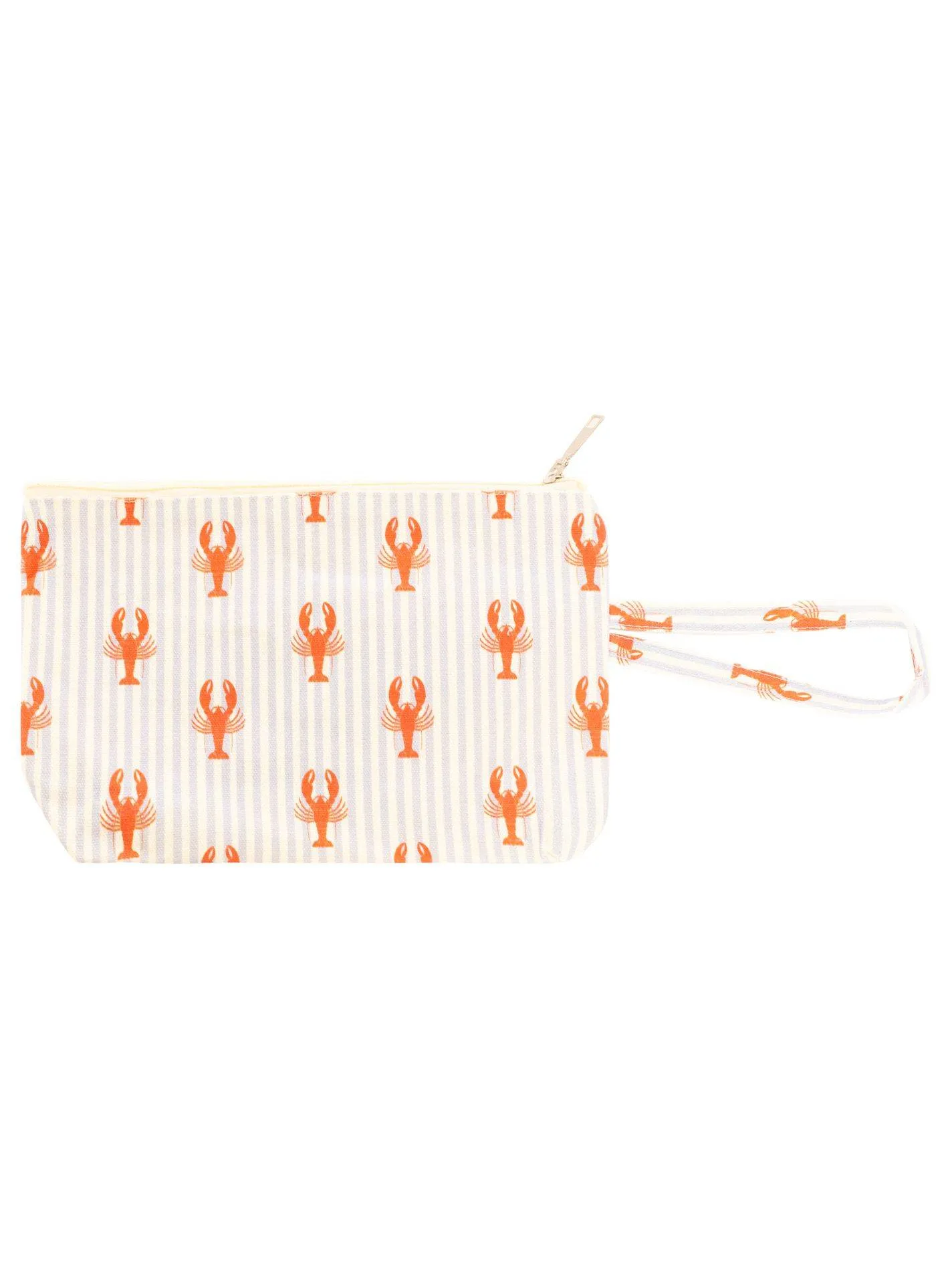 Die Beauty Lobster Tasche mit Reißverschluss bietet eine stilvolle Aufbewahrung mit Hummer-Print, Handschlaufe und kompaktem Design für die täglichen Essentials.