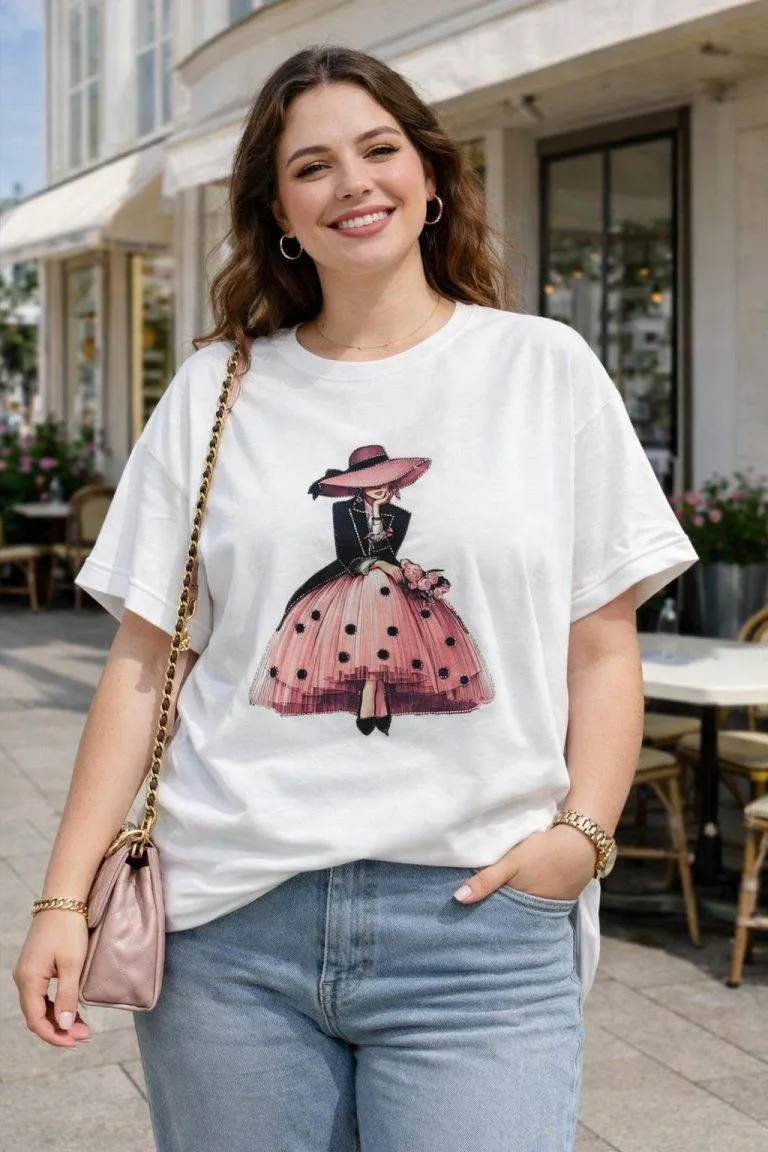 Couture Girl Shirt: Modell mit pinkem Dame-Design. Elegantes Shirt für Modebewusste.